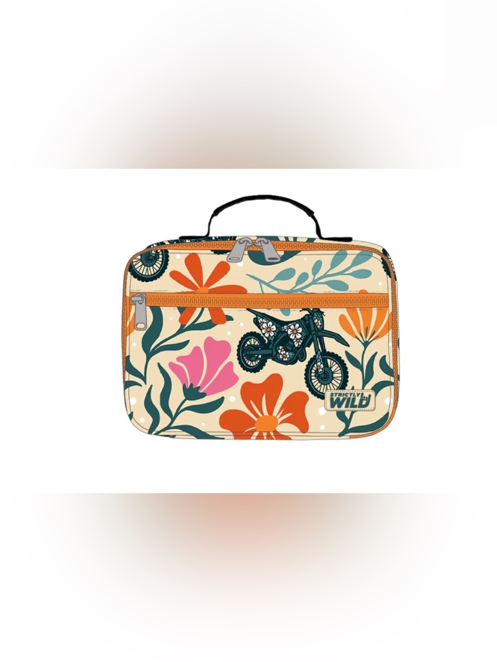 Floral Motocross Lunch Tote - Cream, Orange & Pink